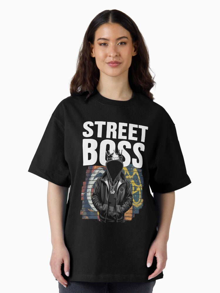 Street Boss | Urban Graffiti Crown Hoodie King Shirt Oversized T-Shirt