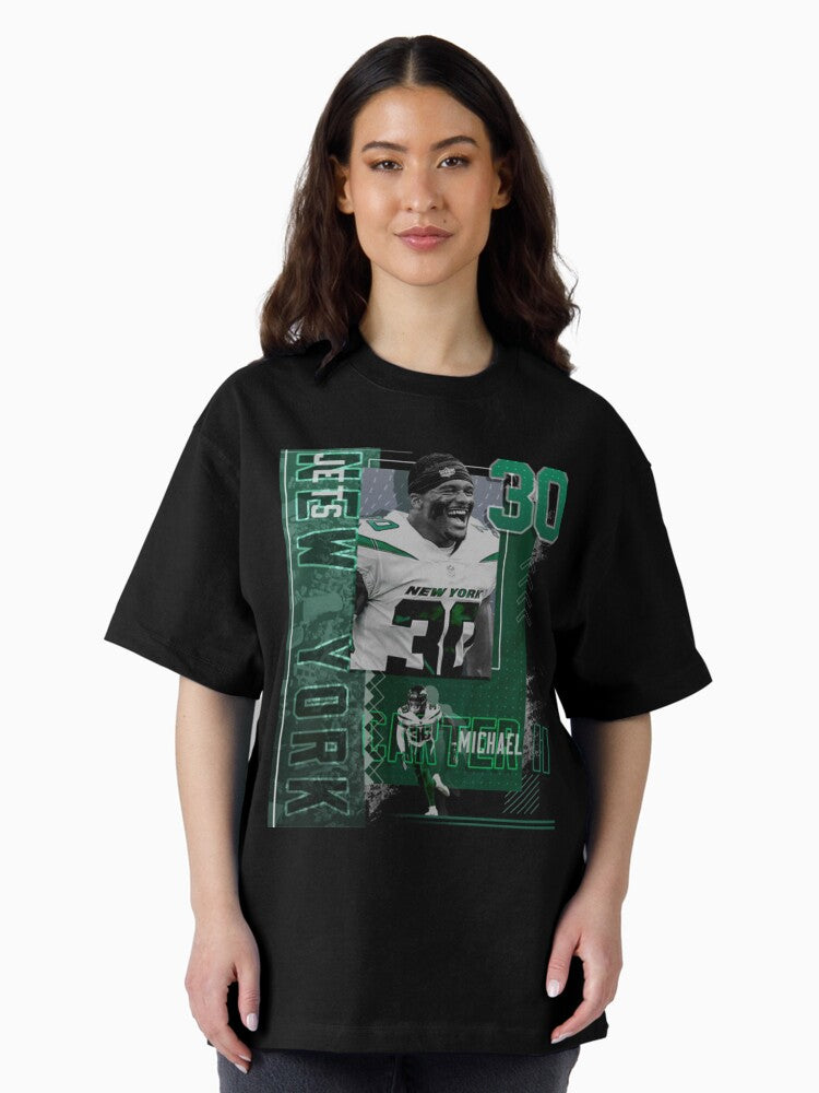Michael Carter II Football Paper Poster Jets 2 Oversized T-Shirt