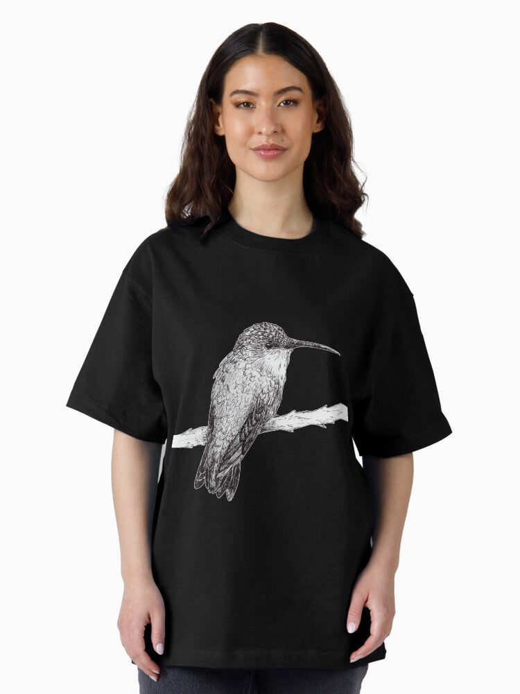 Female Snowcap Hummingbird Inked Oversized T-Shirt