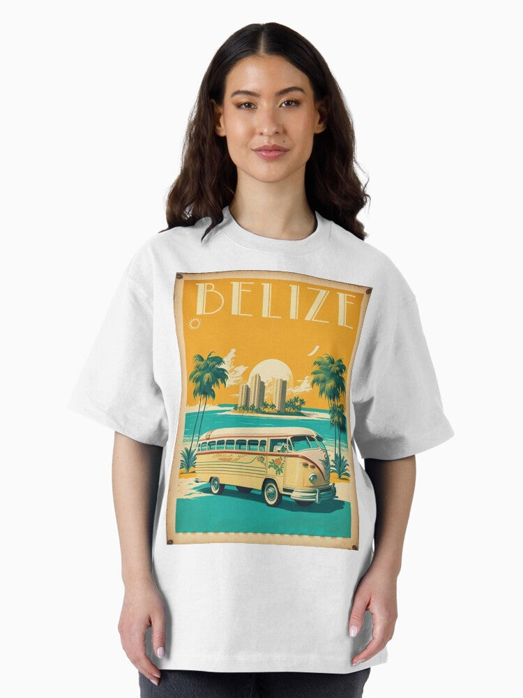 Belize Vintage Travel Art Poster Oversized T-Shirt