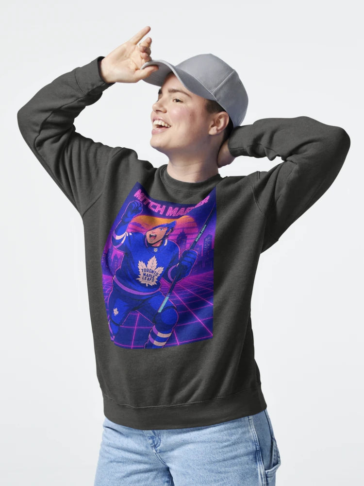 Mitch Marner Vaporwave Poster – Toronto Maple Leafs Anime-Style Art Print, Neon Celebration Hockey Decor Classic T-Shirt