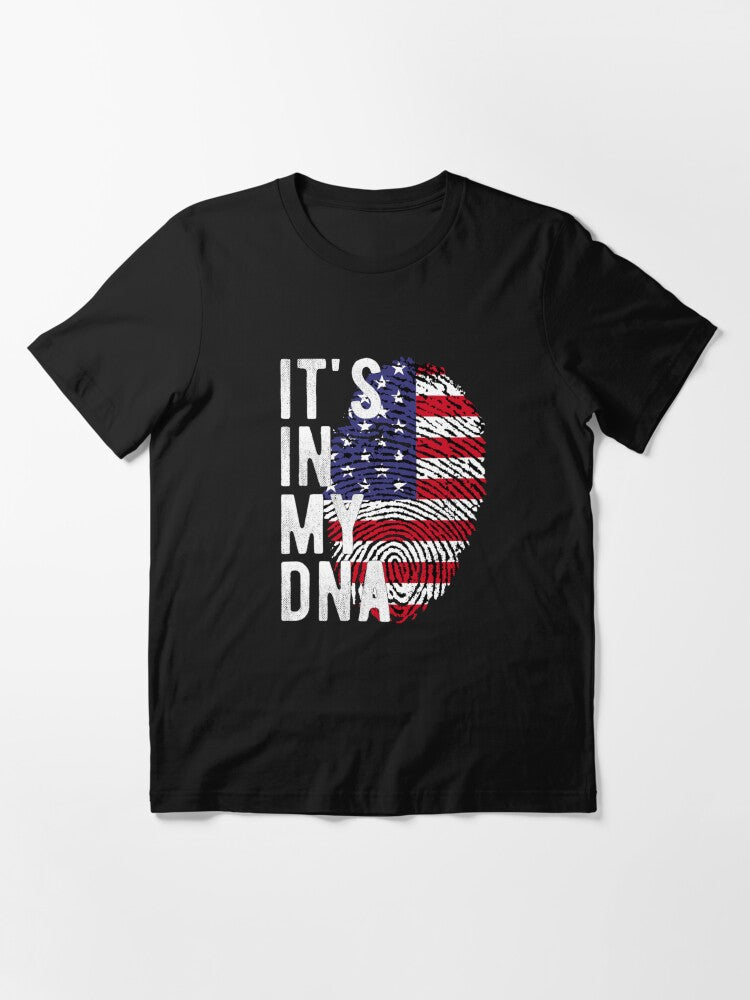 American DNA Fingerprint – It’s in My DNA USA Flag Gift for Patriotic Americans (shirts, stickers, mug, hoodies...) Essential T-Shirt