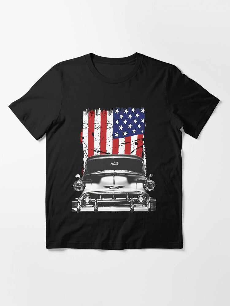 1953 Chevy 210 Front Grill View with Us Flag Essential T-Shirt