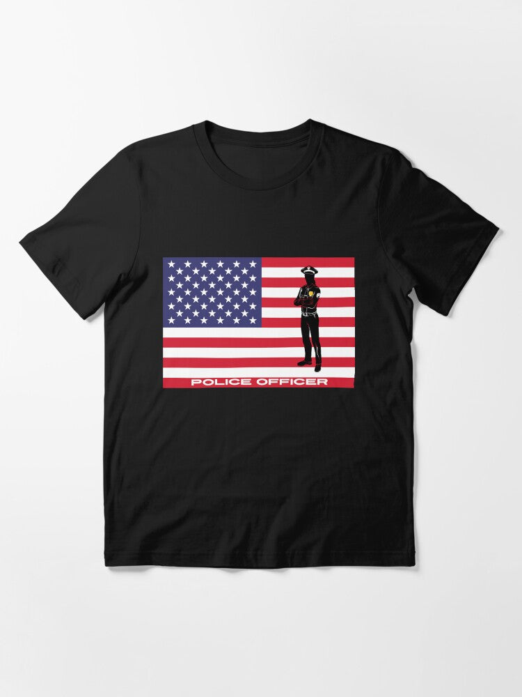 Female Police Officer Patriotic US American Flag Essential T-Shirt