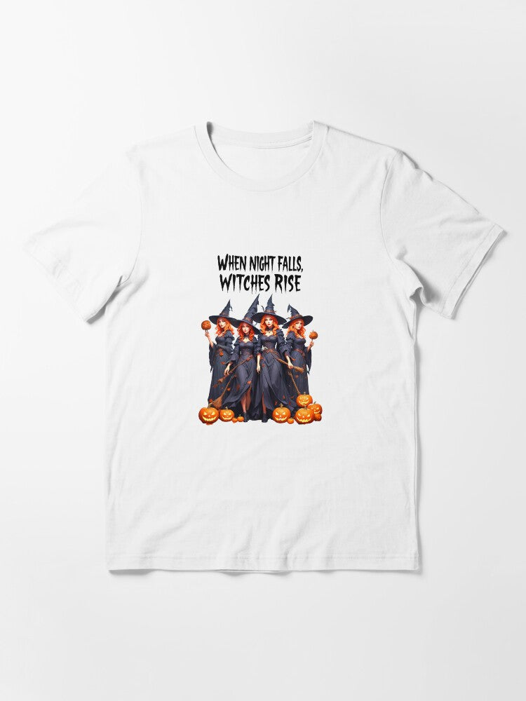 When Night Falls, Witches Rise - Spooky Design for Lovers - Black and Orange - For T-Shirt, Hoodie, Mug and More Essential T-Shirt