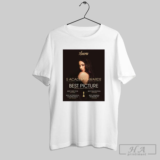 Anora 5 Academy Awards Best Picture Sean Baker Samantha Quan Alex Coco Best Director And Best Film Editing Sean Baker Poster T Shirt