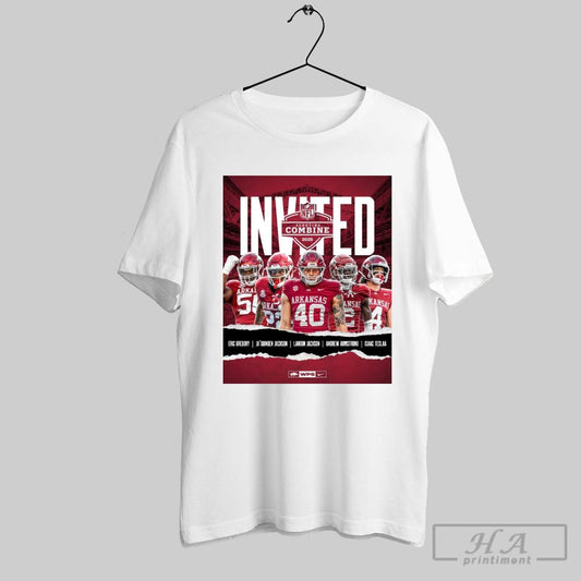 Arkansas Razorback Football Eric Gregory Jaquinden Jackson Landon Jackson Andrew Armstrong Isaac Teslaa Invited Nfl Scouting Combine Poster T Shirt