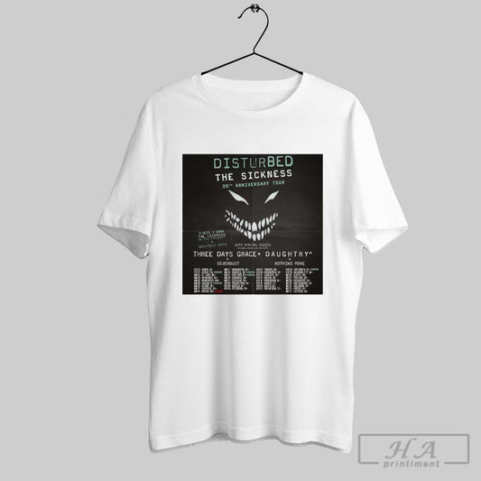 Disturbed The Sickness 25th Anniversary Tour Three Days Grace And Sevendust Daughtry Nothing More Poster T Shirt