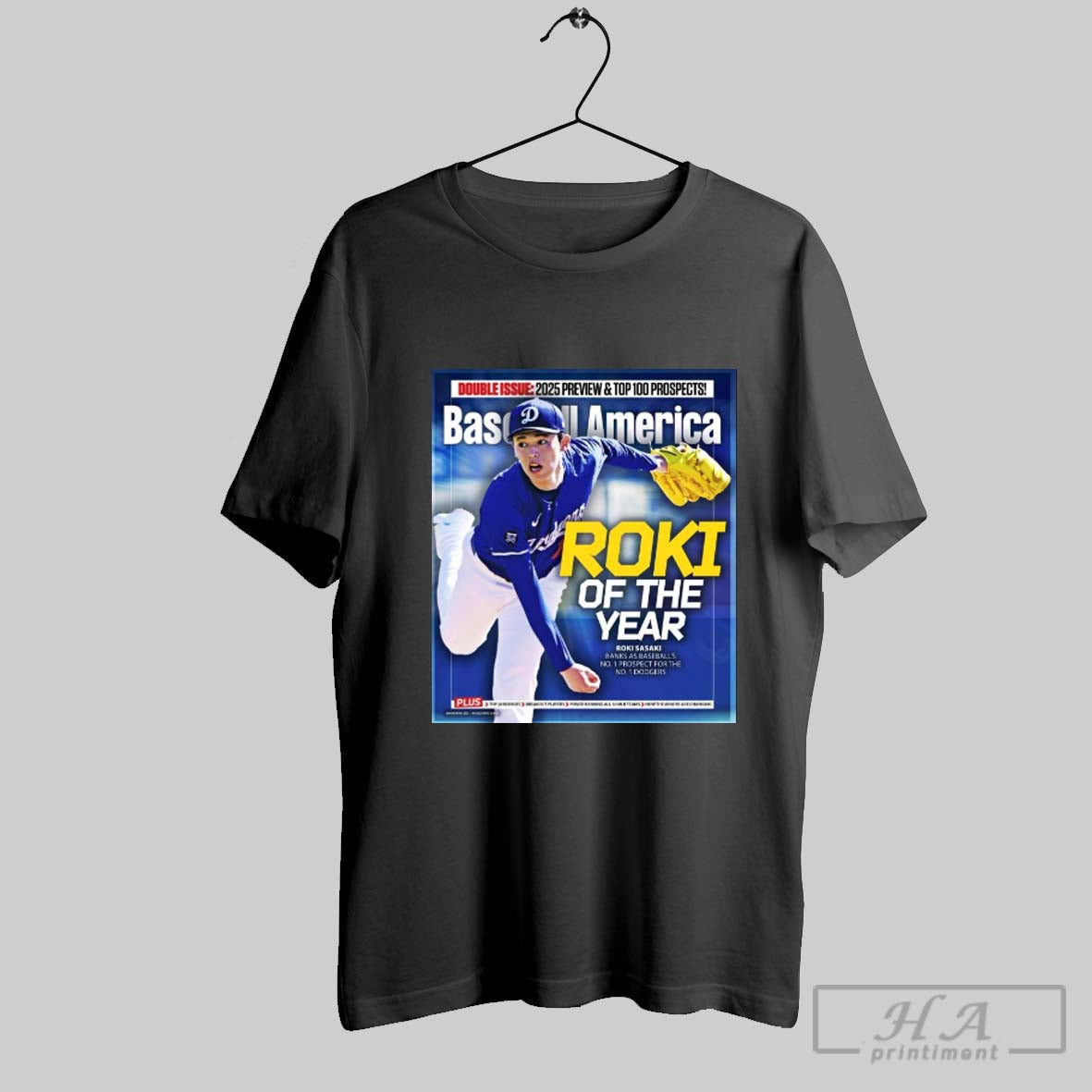 Double Issue 2025 Preview And Top 100 Prospects Baseball America Roki Sasaki Roki Of The Year Poster T Shirt