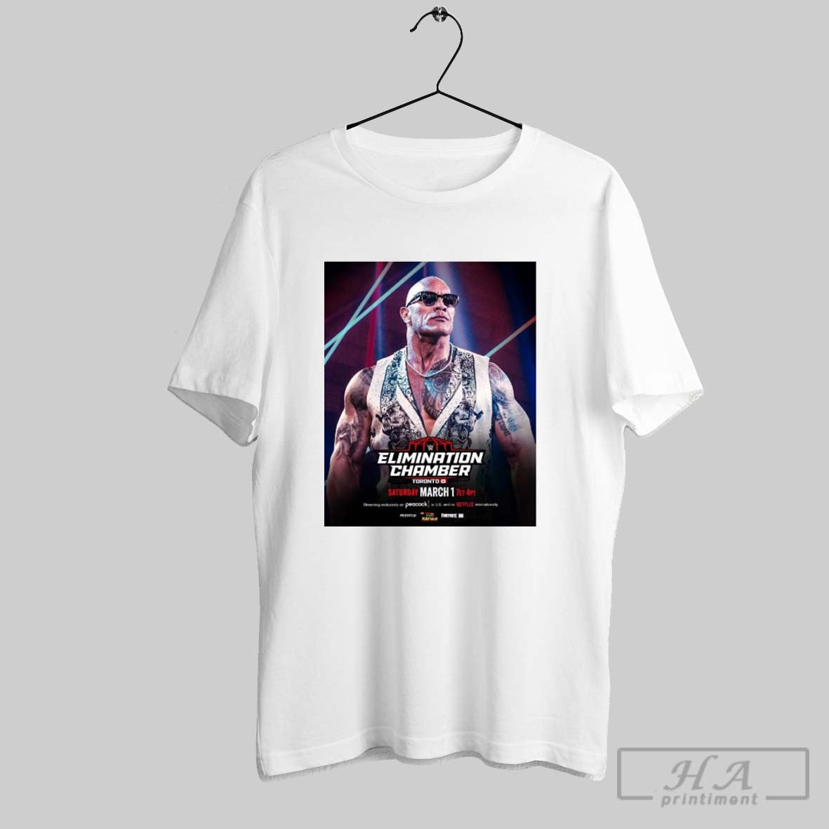 Dwayne Johnson At Wwe Chamber Elimination Chamber Toronto Saturday March 1 2025 Poster T Shirt