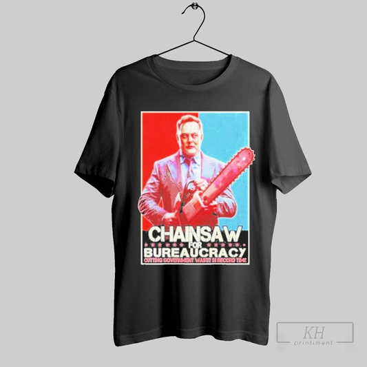 Elon Musk Horror Movie Doge Chainsaw For Bureaucracy Poster T Shirt T Shirt