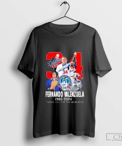 Fernando Valenzuela 34 1960-2024 Thank You For The Memories Shirt