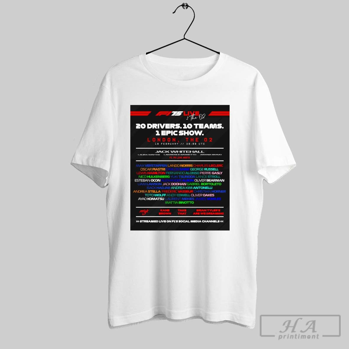 Formula 1 F175live 20 Drivers 10 Teams 1 Epic Show London The 02 18 February 2025 Poster T Shirt