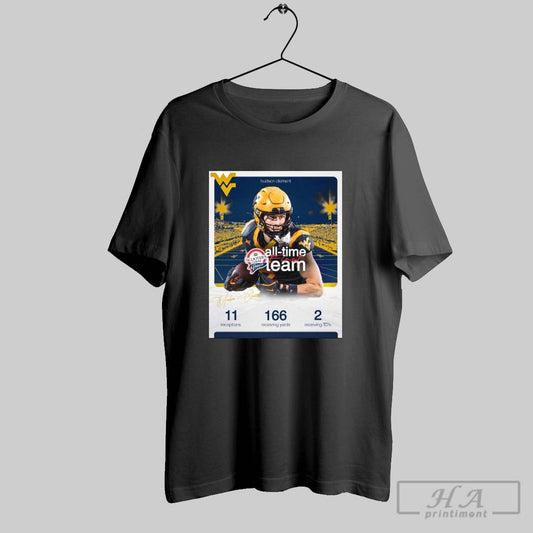 Hudson Clement Wvu Football Scooters Coffee Frisco Bowl All Time First Team 11 Repceptions 166 Receiving Yards Signature Poster T Shirt