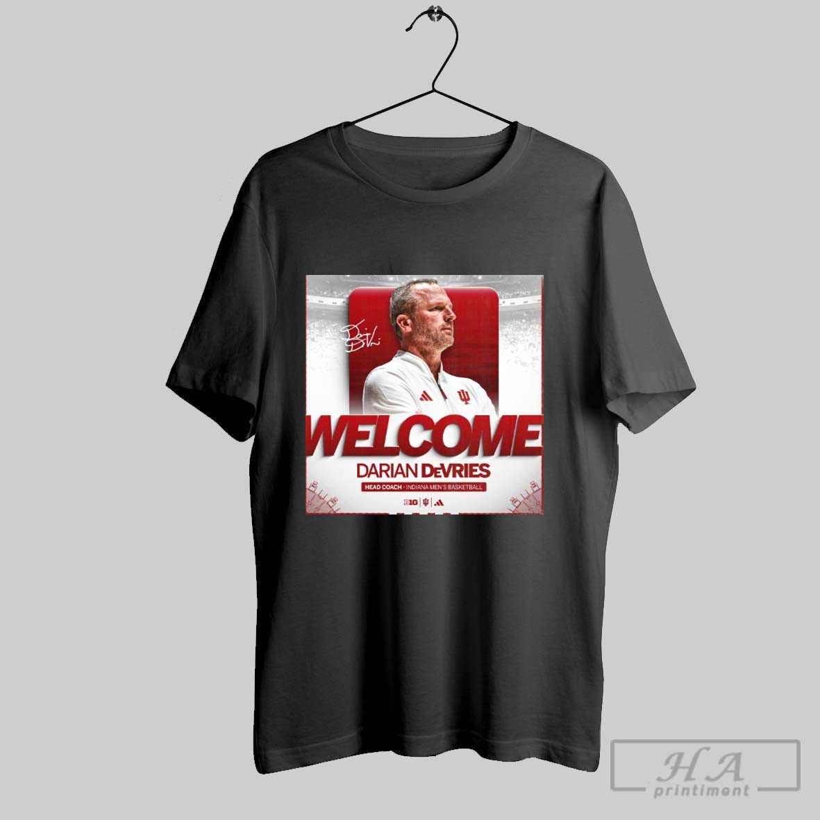 Indiana Hoosiers Mens Basketball Welcome Darian Devries Head Coach Signature Poster T Shirt