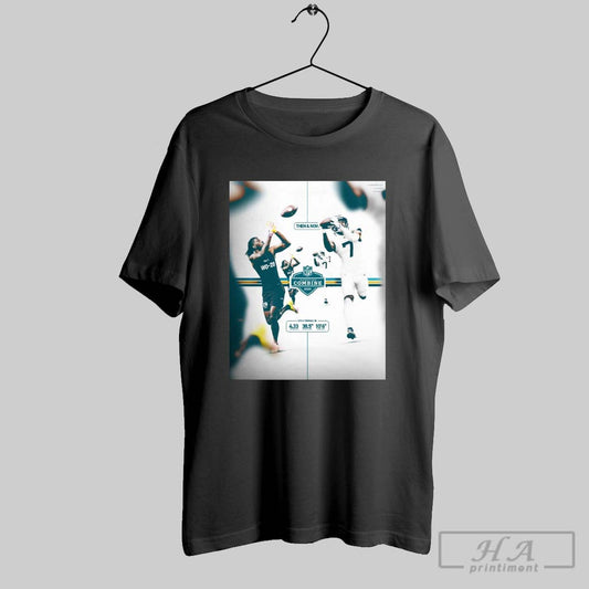 Jacksonville Jaguars Then And Now Nfl Scouting Combine 2025 Brian Thomas Jr 4 33 40 Yard Dash Poster T Shirt