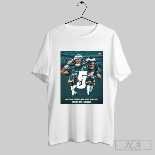 Jalen Hurts Saquon Barkley First Pair Of Teammates Nfl History Each 5 Rushing Tds In Postseason Poster T Shirt