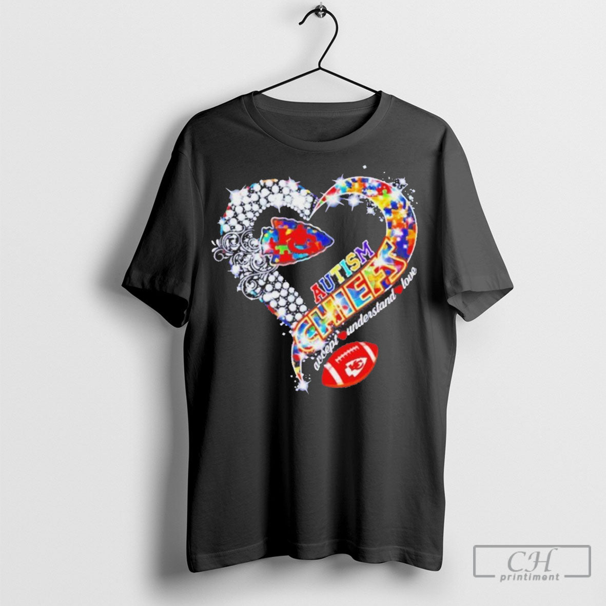 Kansas City Chiefs Autism Accept Understand Love Heart T Shirt Sweatshirt Poster