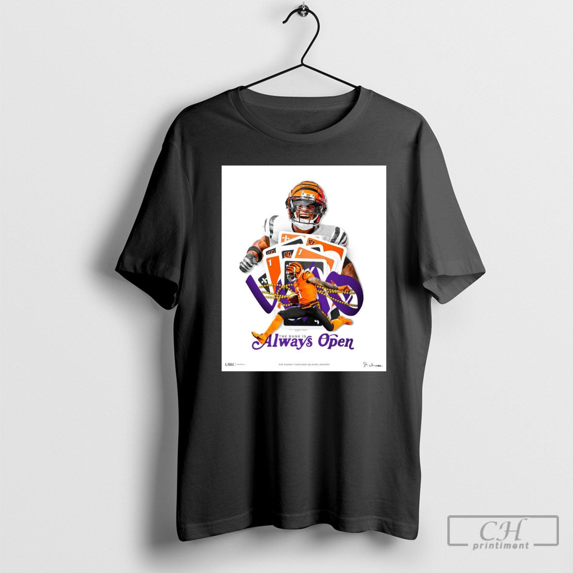Lsu Tigers Football Jamarr Chase The Bank Is Always Open The Highest Paid Non Ob In Nfl History Signature Poster T Shirt