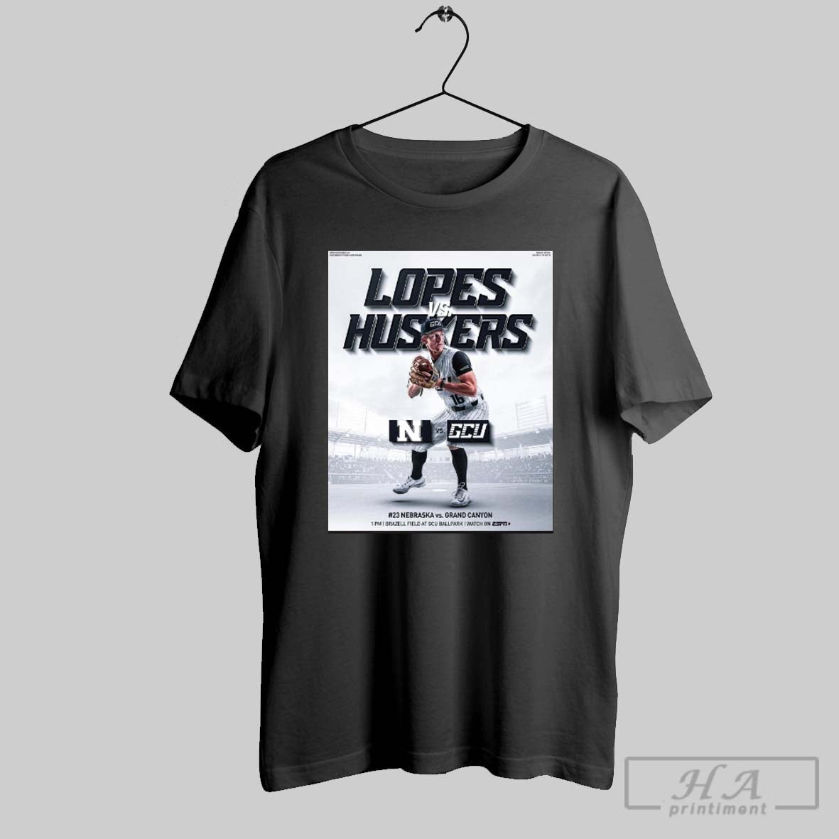 Lopes Vs Huskers Grand Canyon Antelopes Vs Nebraska Cornhuskers Baseball Brazell Field At Gcu Ballpark Poster T Shirt