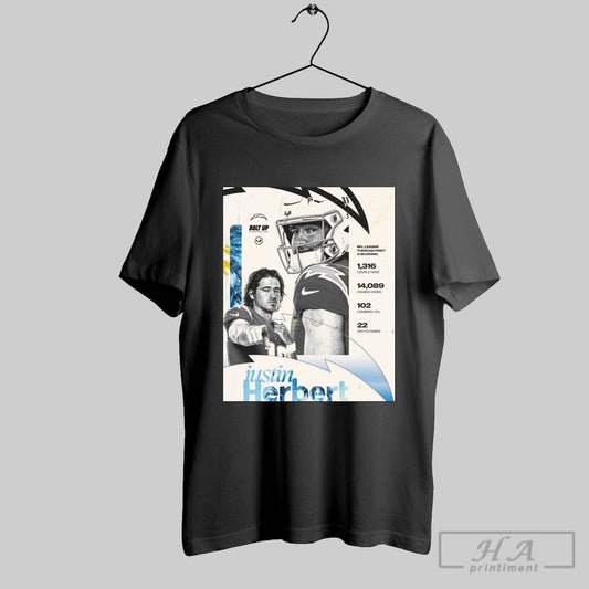 Los Angeles Chargers Justin Herbert Nfl Leader Through First 3 Seasons 1316 Completions Poster T Shirt