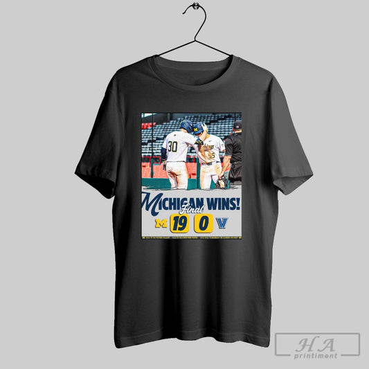 Michigan Baseball Wins 19 0 Villanova Wildcats Final Score Hail To The Victors Valiant Poster T Shirt