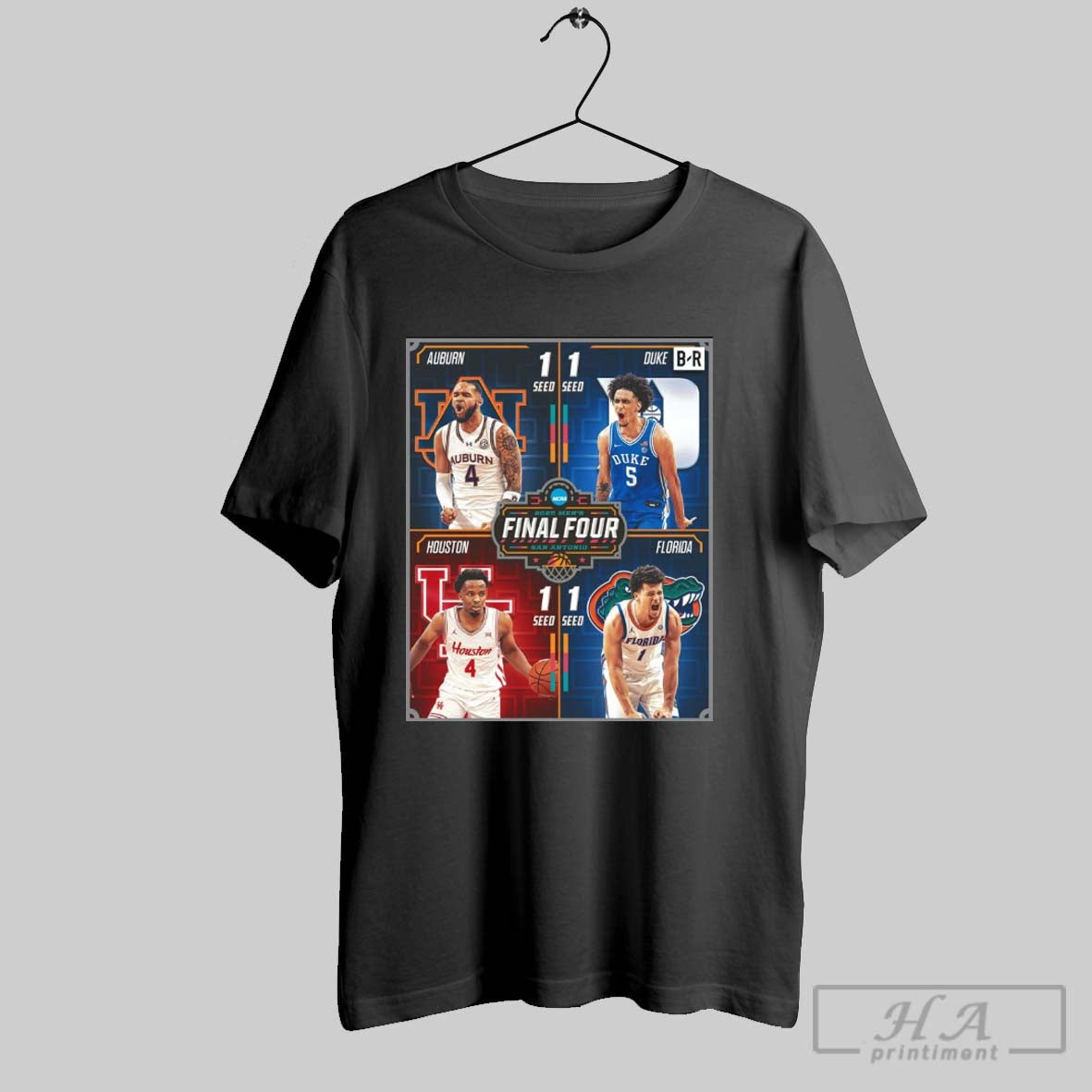 Ncaa 2025 Mens Final Four San Antonio March Madness Bracket Is Set Auburn Duke Houston Florida Poster T Shirt