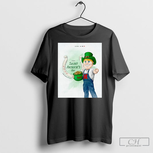 Nebraska Cornhuskers Football Happy St Patricks Day 2025 Mascot Poster T Shirt