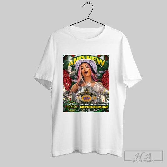Official And New Cmll World Womens Champion Mercedes Mone Aew Grand Slam Mexico Poster T Shirt
