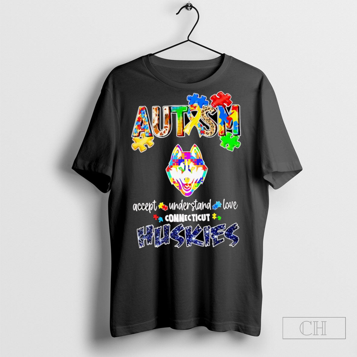 Official Autism Accept Understand Love Connecticut Huskies Diamond Shirt Sweatshirt Poster