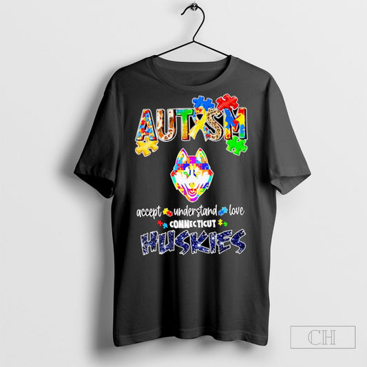 Official Autism Accept Understand Love Connecticut Huskies Diamond Shirt Sweatshirt Poster
