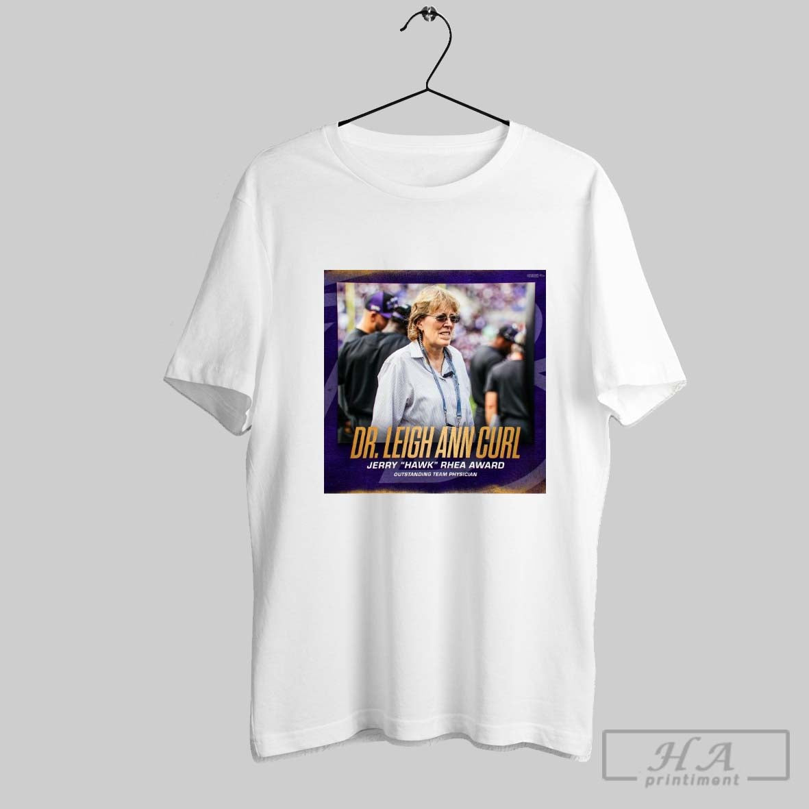 Official Baltimore Ravens Dr Leigh Ann Curl Head Team Orthopedist Jerry Hawk Rhea Award Outstanding Team Physician Poster T Shirt