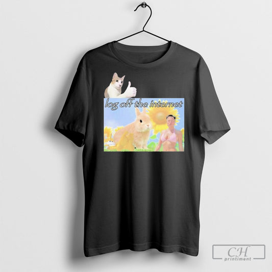 Official Elon Musk Log Off The Internet Cat Rabbit T Shirt Sweatshirt Poster