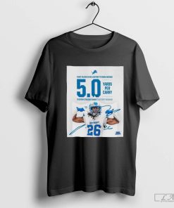 Official First player In NFL history to rush average Jahmyr Gibbs 5.0+ yards per carry in seven straight games signature Poster t shirt