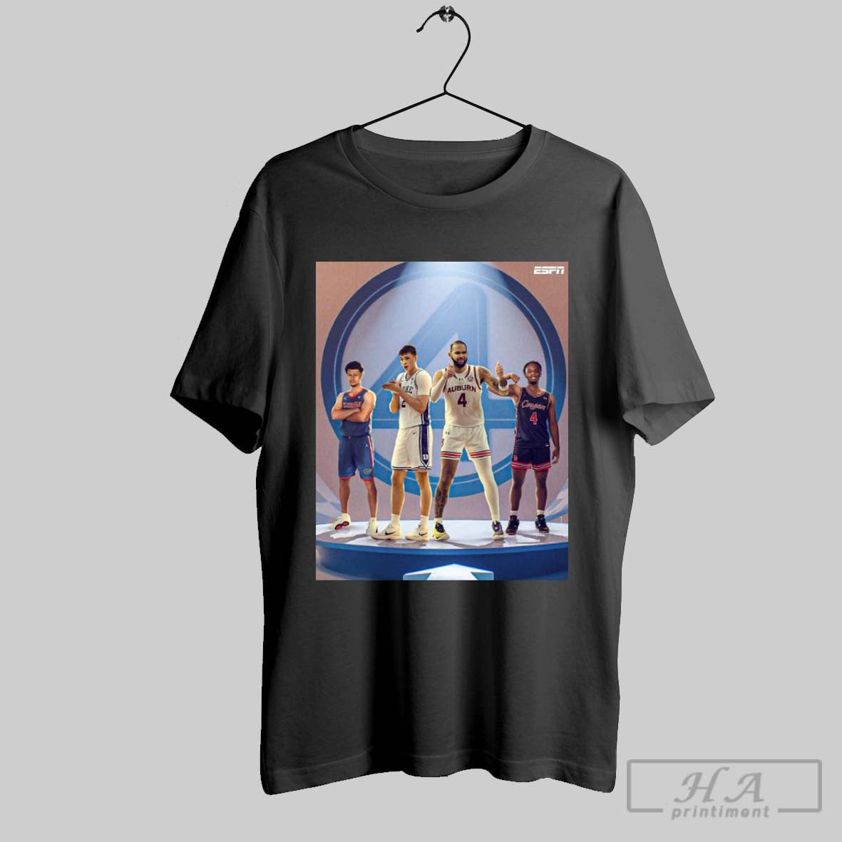 Official Florida Gators Duke Blue Devils Auburn Tigers Cougars Basketball Ncaa And Then There Were 4 Poster T Shirt