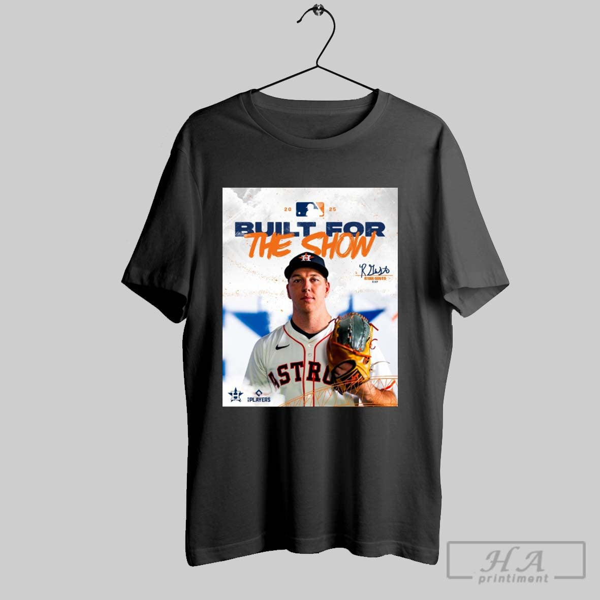 Official Houston Astros Baseball Mlb 2025 Built For The Show Ryan Gusto Signature Poster T Shirt