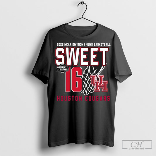 Official Houston Cougars Mens Basketball 2025 Ncaa Tournament Sweet 16 Net T Shirt Hoodie