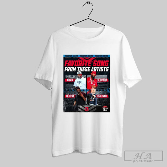 Official Houston Texans Favorite Song From These Artists Bun B Slim Thug Lil Keke Paul Wall The Ogs Of H Town Rap Poster T Shirt