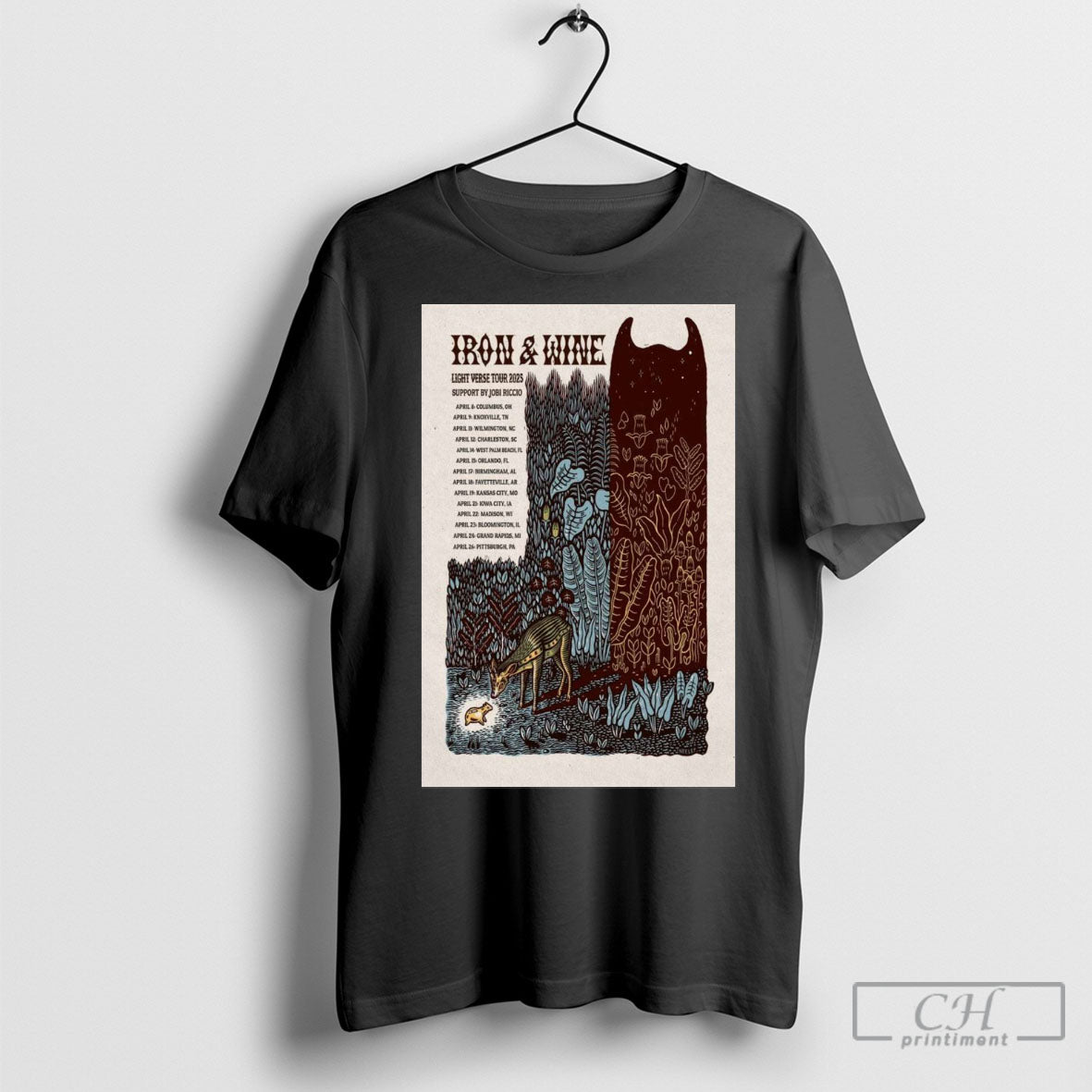 Official Iron Wine Light Verse Tour 2025 Support By Jobi Riccio April 8 Columbus Oh April 9 Knoxville Tn T Shirt Sweatshirt Poster