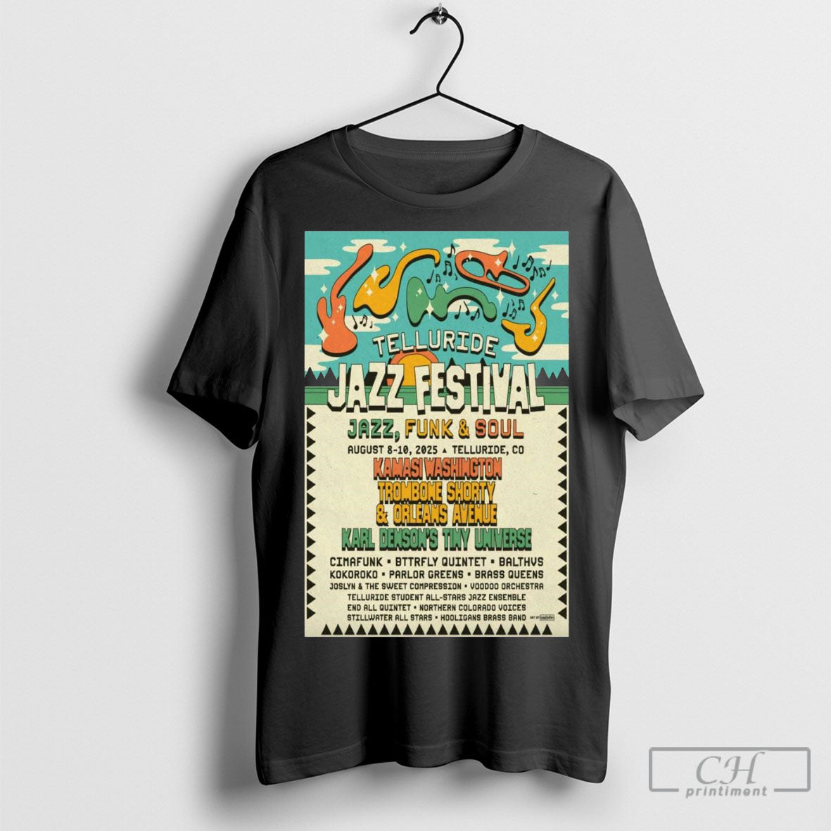 Official Jazz Festival Poster Telluride Co August 8 10 2025 T Shirt