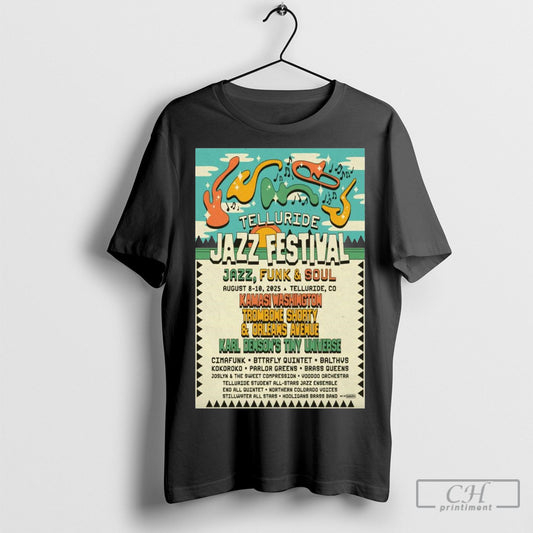 Official Jazz Festival Poster Telluride Co August 8 10 2025 T Shirt