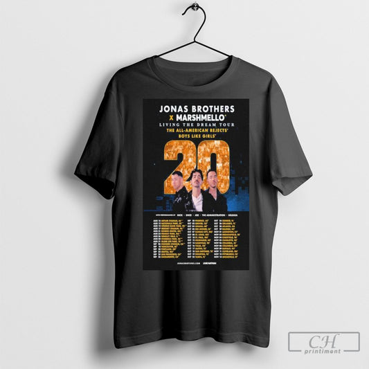 Official Jonas Brothers X Marshmello Living The Dream Tour 2025 The All American Rejects Boys Like Girls T Shirt Sweatshirt Poster