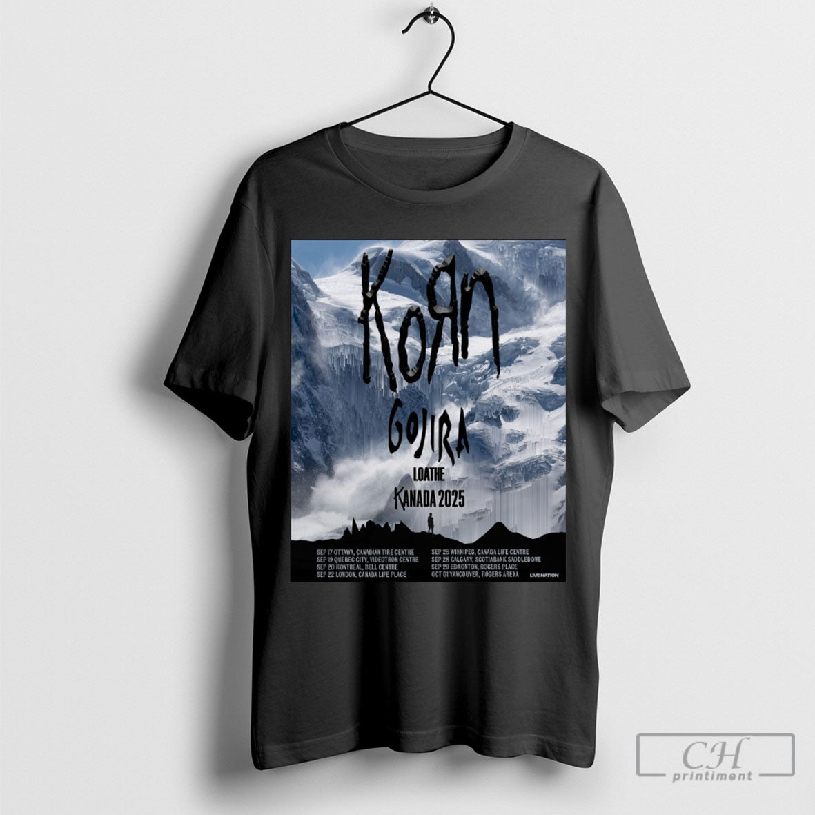Official Korn Gojira Loathe Kanada 2025 Sep 17 Ottawa Canadian Tire Centre Sep 19 Quebec City Videotron Centre Poster T Shirt Hoodie