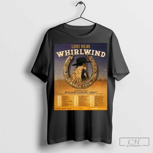 Official Lainey Wilson Announces 2025 Whirlwind World Tour Poster Merch T Shirt Sweatshirt