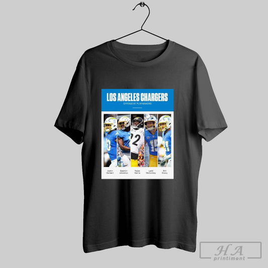 Official Los Angeles Chargers Nfl Offensive Playmakers Herbert Johnston Harris Mcconkey Dissly Poster T Shirt