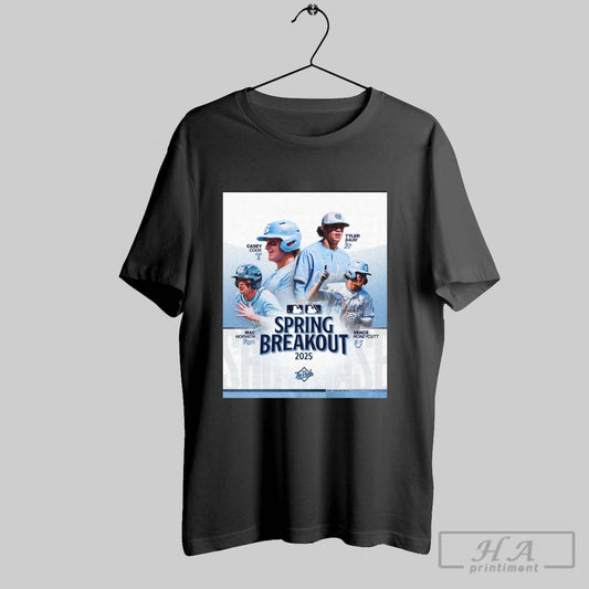 Official North Carolina Tar Heels Baseball Casey Cook Tyler Baum Mac Horvath Vance Honeycutt Mlb Spring Breakout 2025 Poster T Shirt
