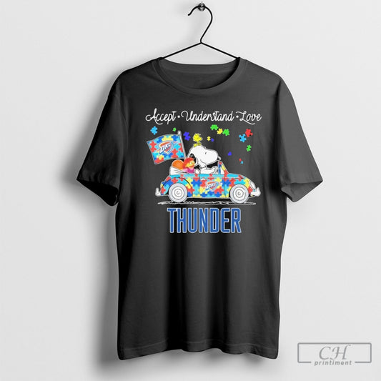 Official Oklahoma City Thunder Driving Car Houston Astros Autism Accept Understand Love T Shirt Sweatshirt Poster