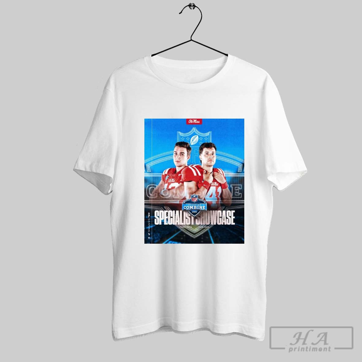 Official Ole Miss Rebels Football Nfl Scouting Combine 2025 Specialist Showcase Fraser Masin And Caden Davis Poster T Shirt