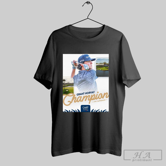 Official Pga Tour Grant Horvat Has Won The Creator Classic Tpc Sawgrass Champions A Birdie On 17 Sealed The Win Poster T Shirt