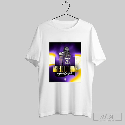 Official Poster Aaron Jones Has Agreed To Terms Minnesota Vikings Football Nfl 2025 Free Agency T Shirt